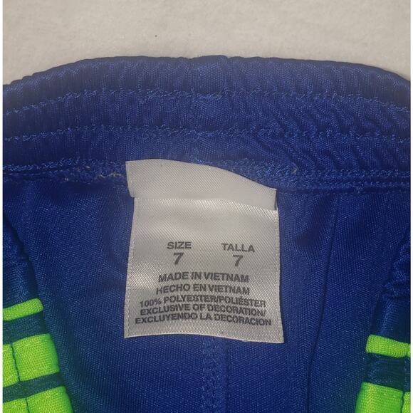 Adidas Boys Size 7 Active Shorts – Blue & Neon Green | Stretchy, Sporty - Picture 5 of 9